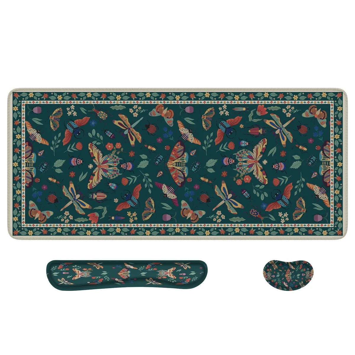  iCasso XXL Mouse Pad &amp; Wrist Rest 35.4 x 15.7 in Green Butterfly — product photo