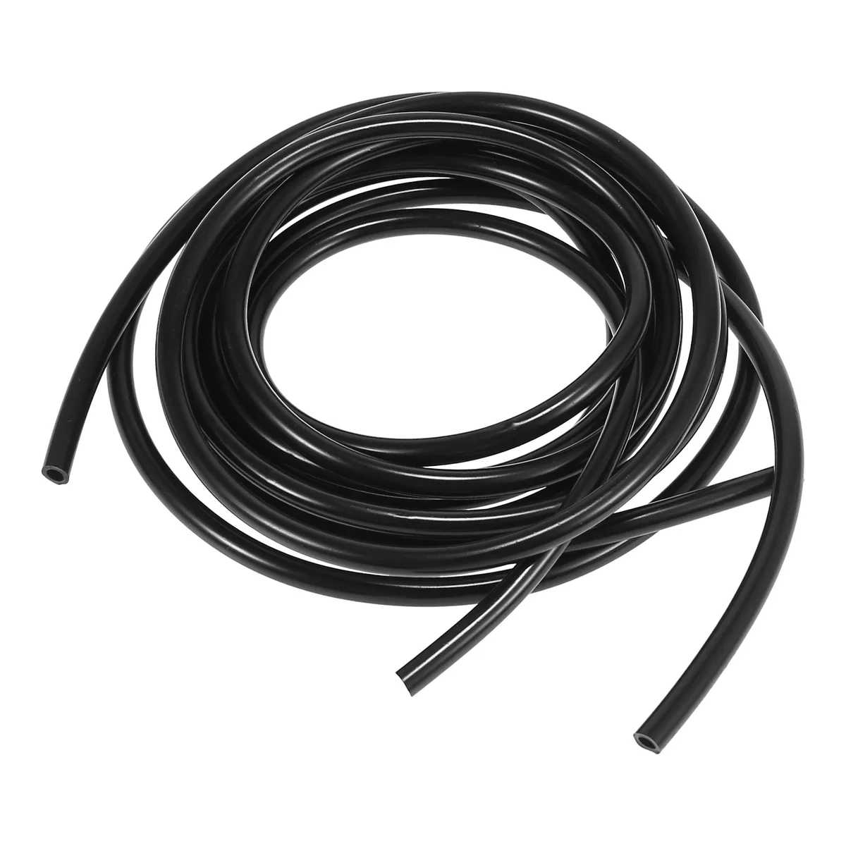 Two black rubber washer hoses, each 200cm long with 7mm outer and 5mm inner diameter