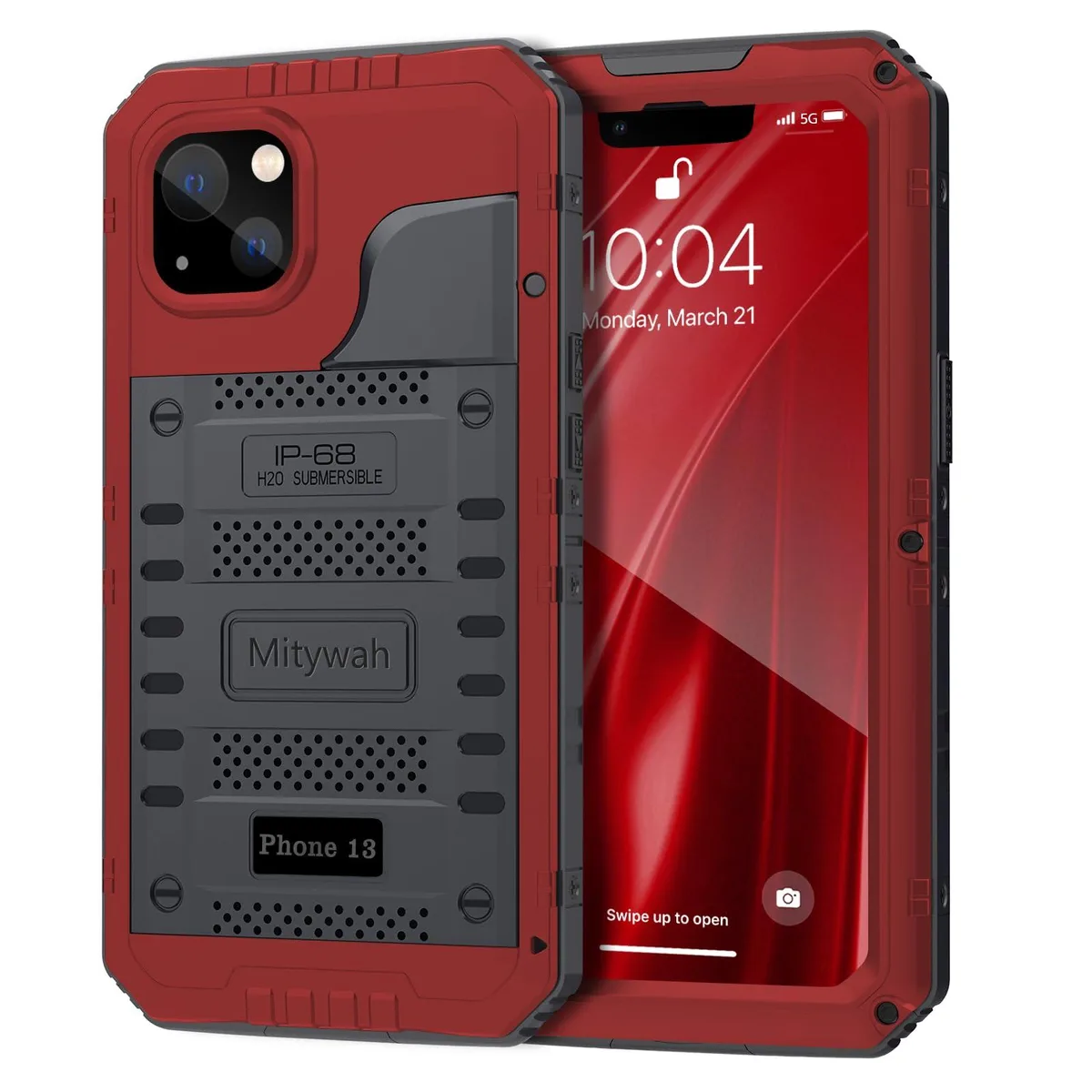  Mitywah Waterproof Armor Case iPhone 13 6.1in Red — product photo