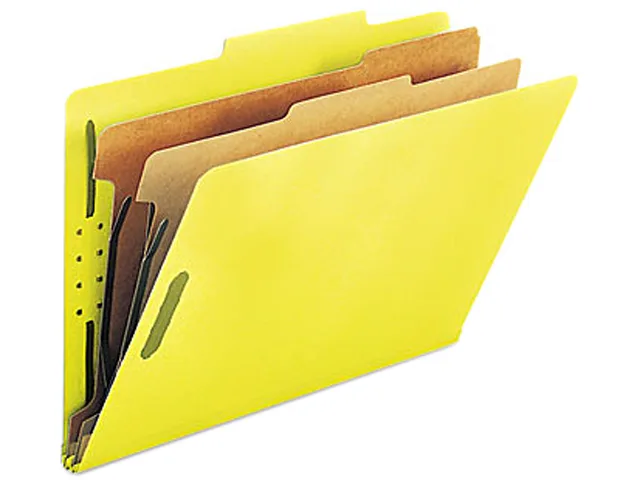 Smead Smead 19034 Pressboard Classification Folder Legal Six-Section Yellow 10/Box — product photo