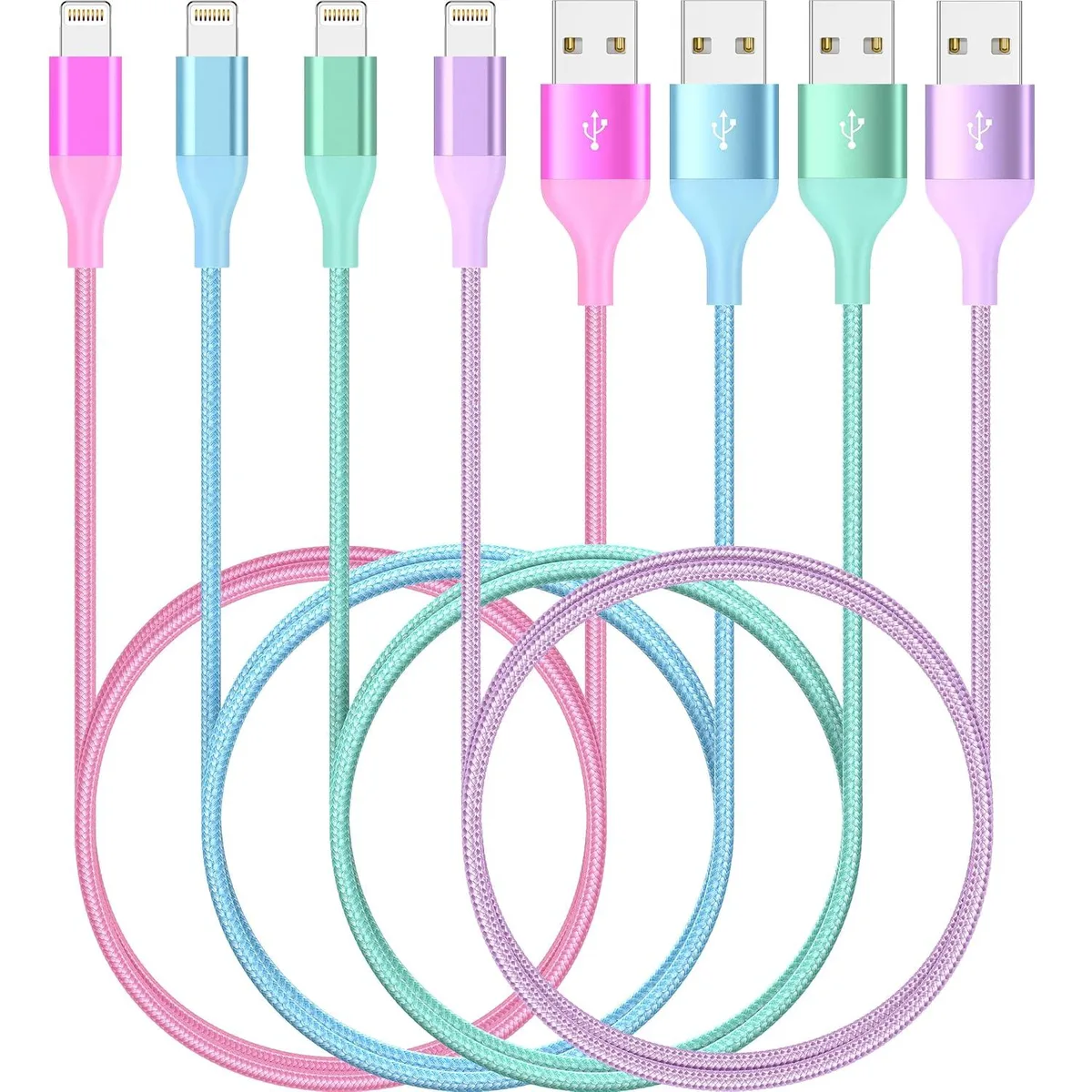 MCHOSE MCHOSE Lightning Cable 4Pack 6 FT MFi Certified Nylon Braided — product photo