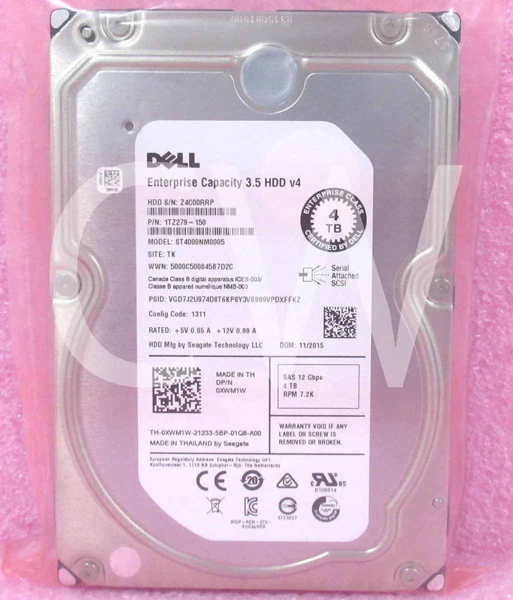 DELL DELL ST4000NM0005 4TB 7200RPM SAS 12Gbps 3.5in internal hard drive — product photo