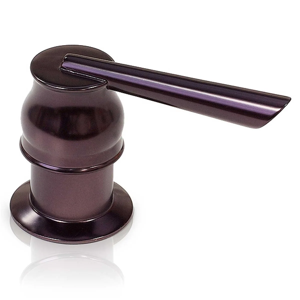 Oil-rubbed bronze countertop soap dispenser with metal pump head and reservoir