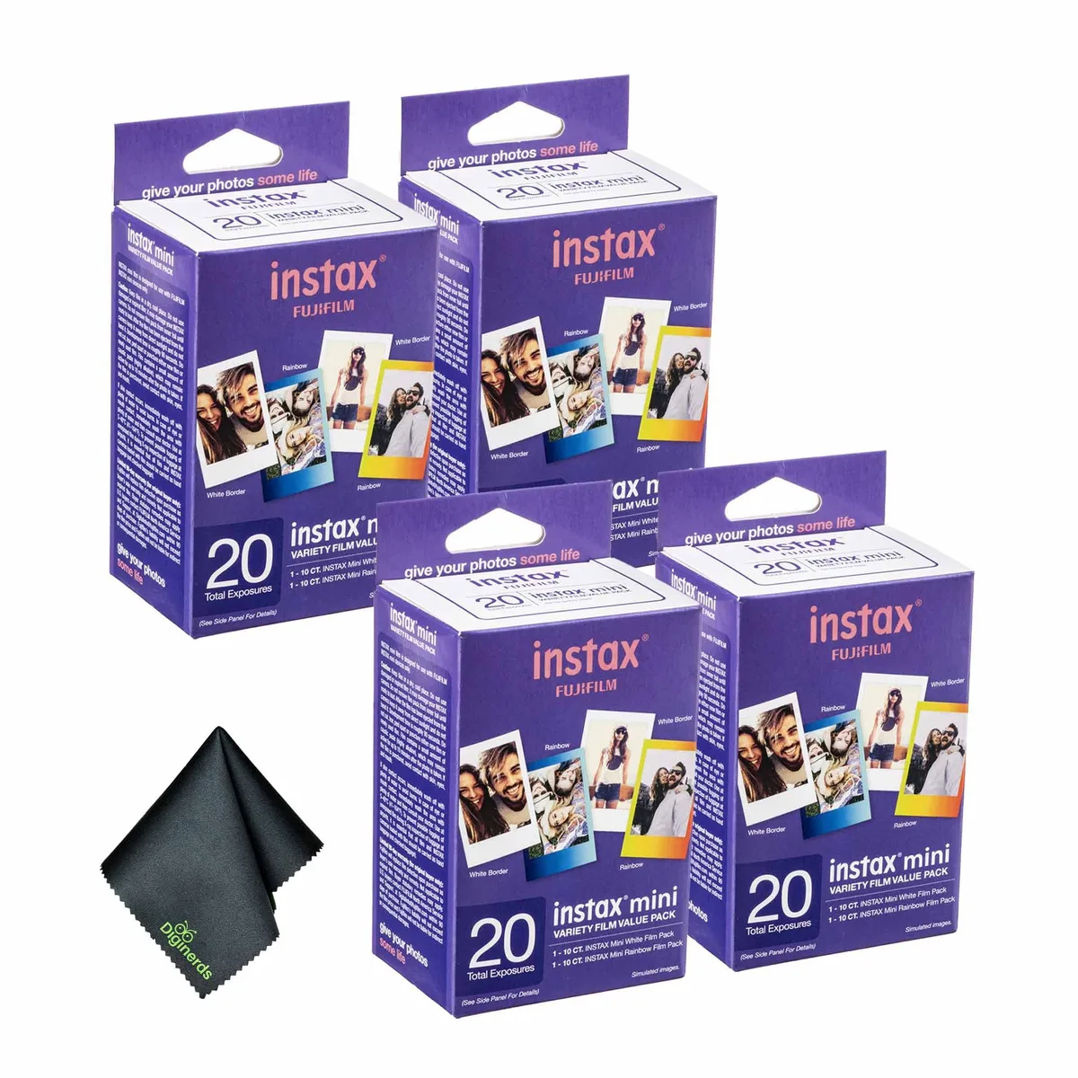 FUJIFILM FUJIFILM INSTAX MINI Instant Film Variety Pack 20 Exposures Microfiber Cloth — product photo