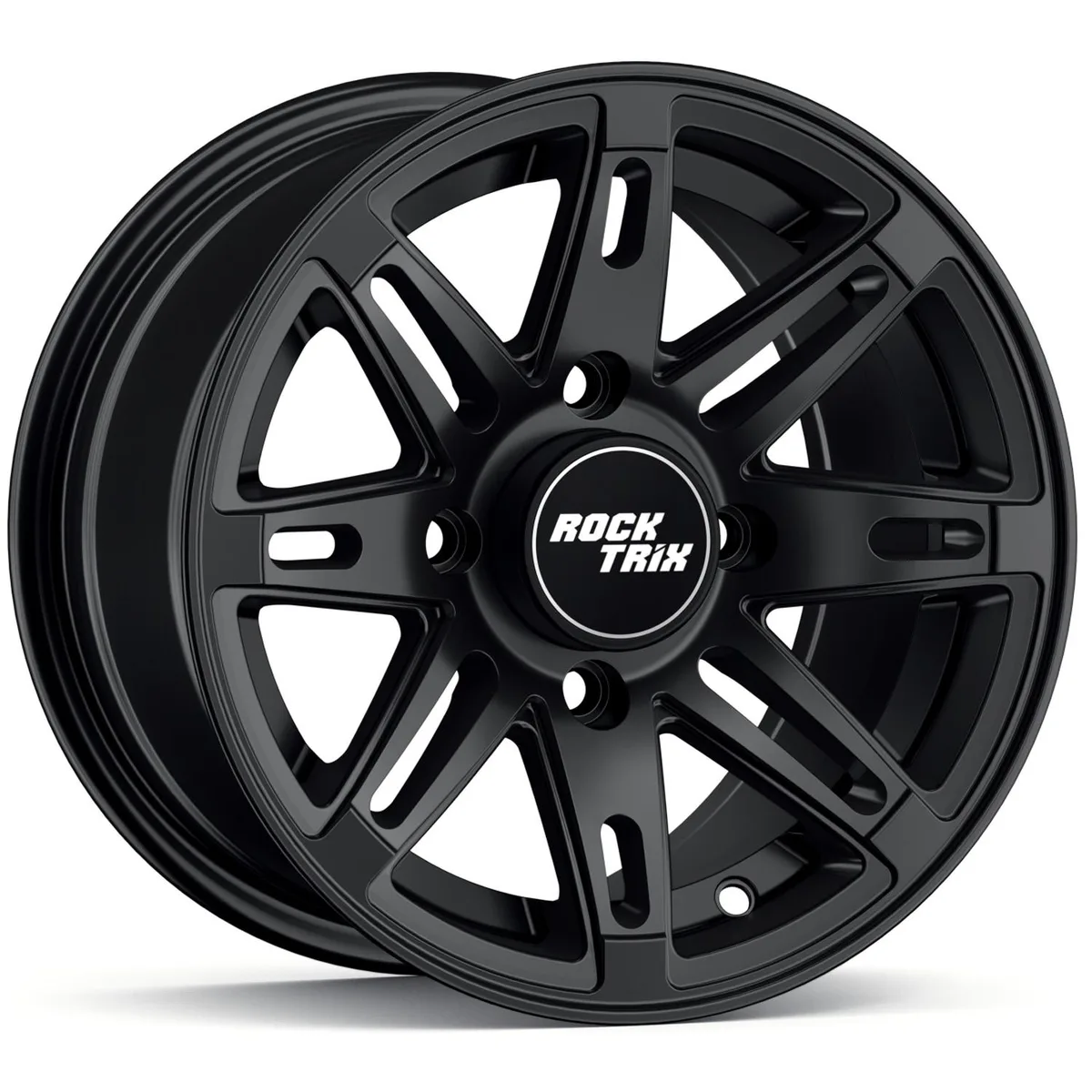 RockTrix RockTrix RT103 12in ATV Wheel 12x7 Matte Black 4x156 4+3 offset — product photo