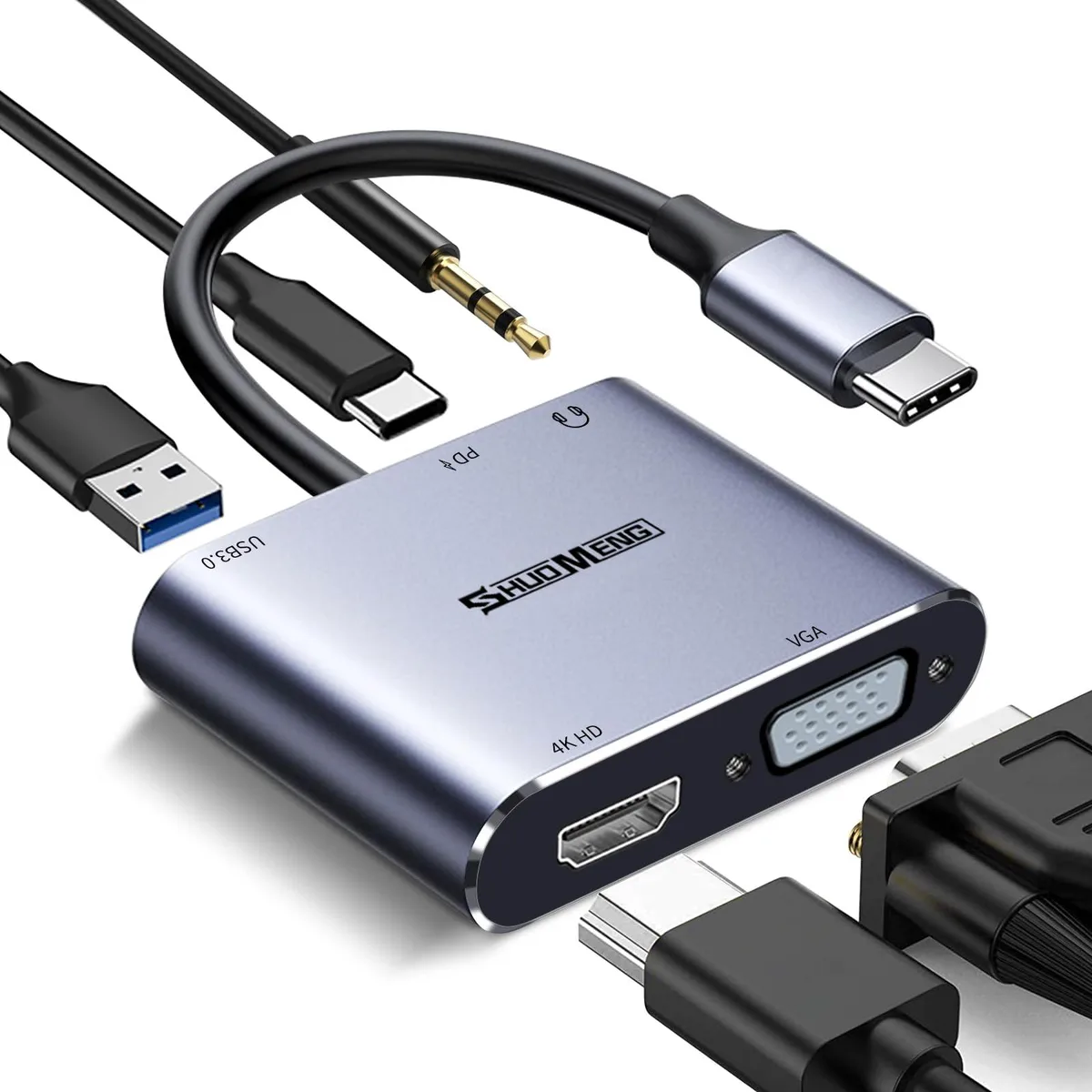 KEHIPI KEHIPI SM-T55 5-in-1 USB-C Hub 4K HDMI VGA 100W PD — product photo