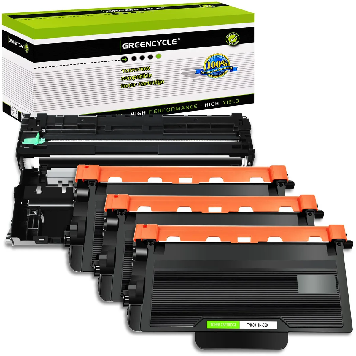 GREENCYCLE GREENCYCLE TN850 Black Toner Cartridge &amp; DR820 Drum Unit 4 Pack — product photo