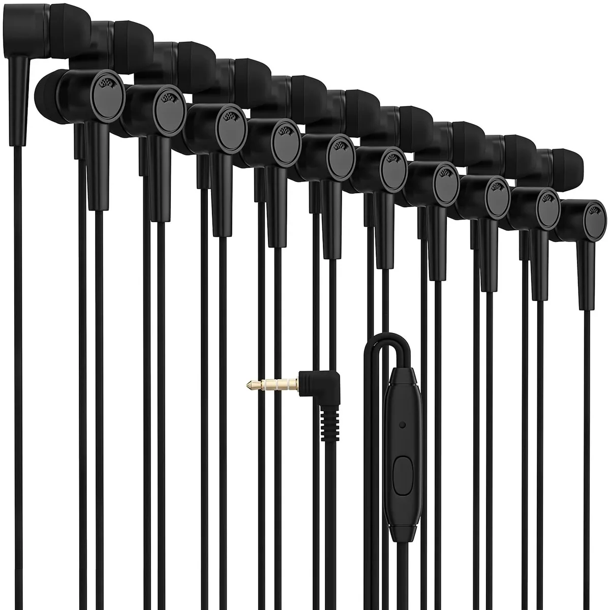 BoYata BoYata Wired Earbuds with Microphone 3.5 mm 100 Pack Black — product photo