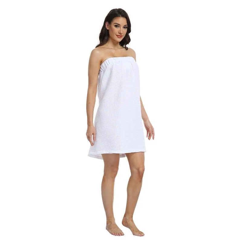 GOODSALEOK Waffle Robe Cotton Blend White L/XL — product photo