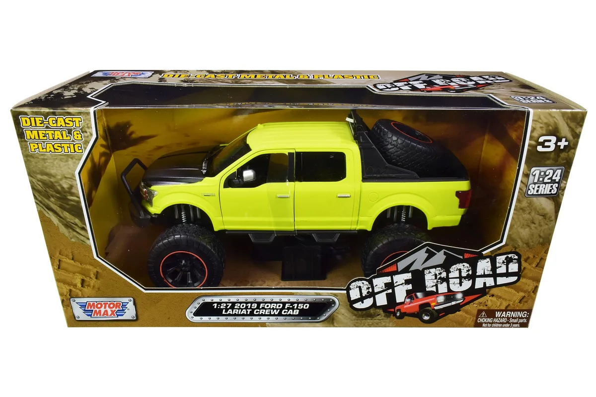 MOTORMAX MOTORMAX 2019 Ford F-150 Lariat Crew Cab Off Road Bright Green 1/27 Diecast Truck — product photo