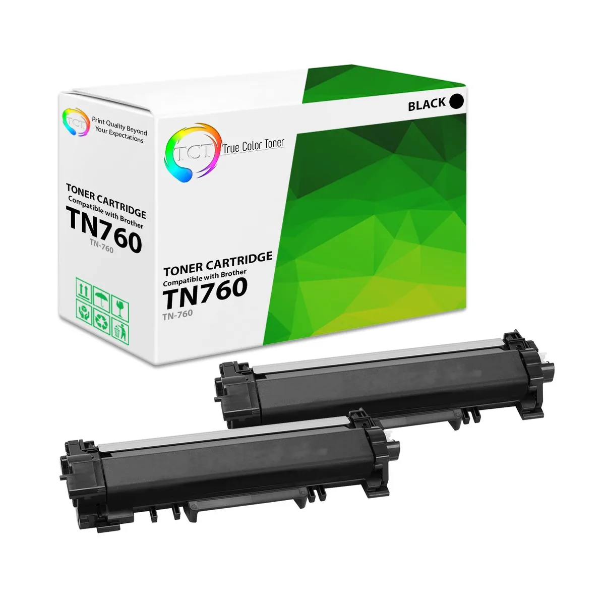 True Color Toner True Color Toner TN760 Black High Yield Toner Cartridge 2 Pack 3000 Pages — product photo