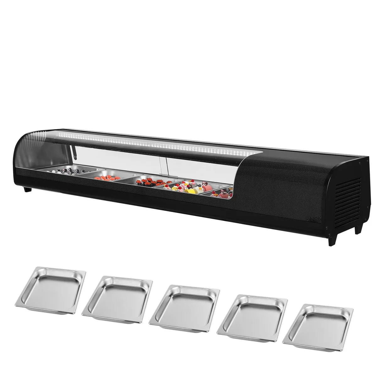 VEVOR VEVOR Sushi Display Case 2.9 Cu.ft 5-Pan Curved Glass LED Digital Control — product photo