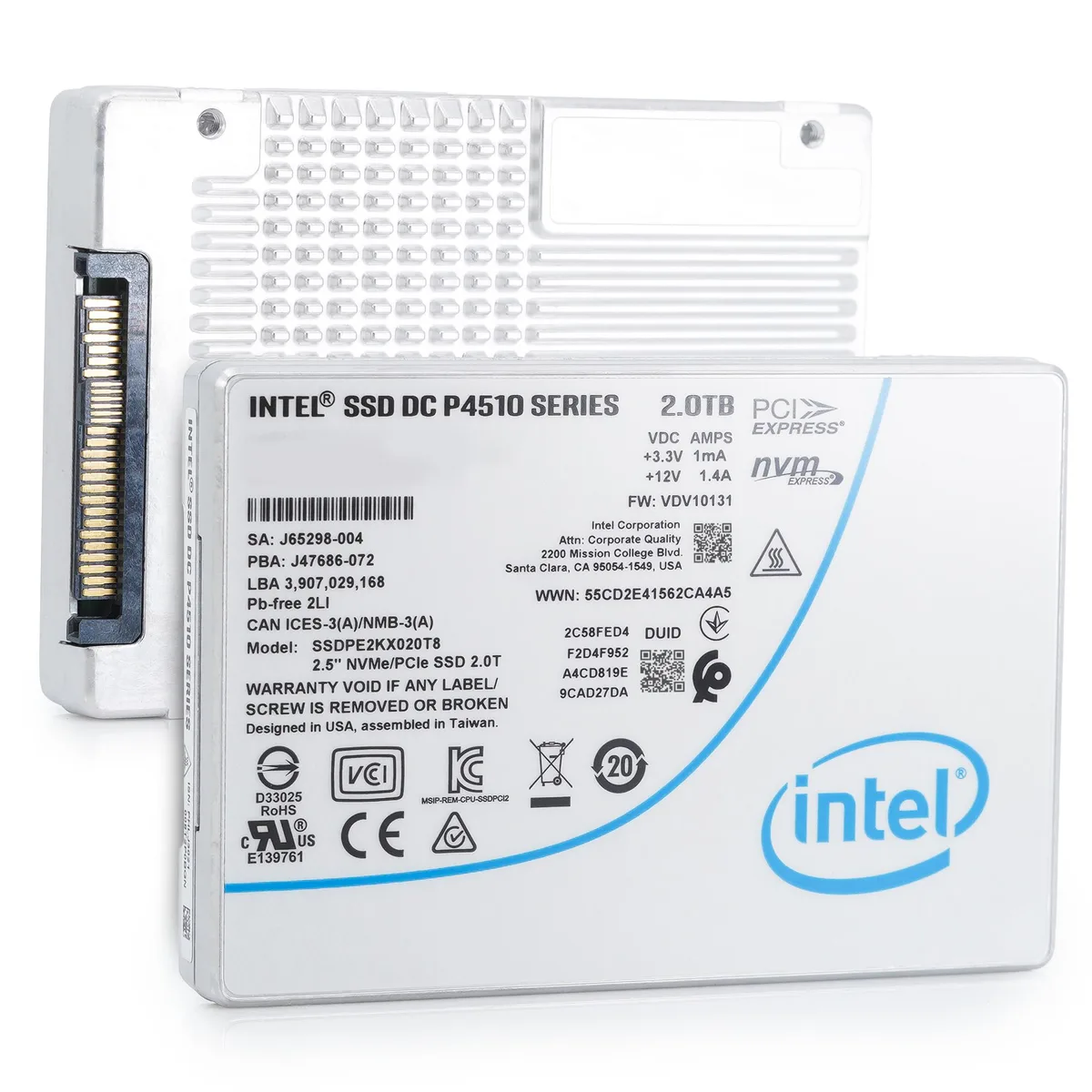Intel Intel DC P4510 2 TB enterprise SSD SSDPE2KX020T801 — product photo