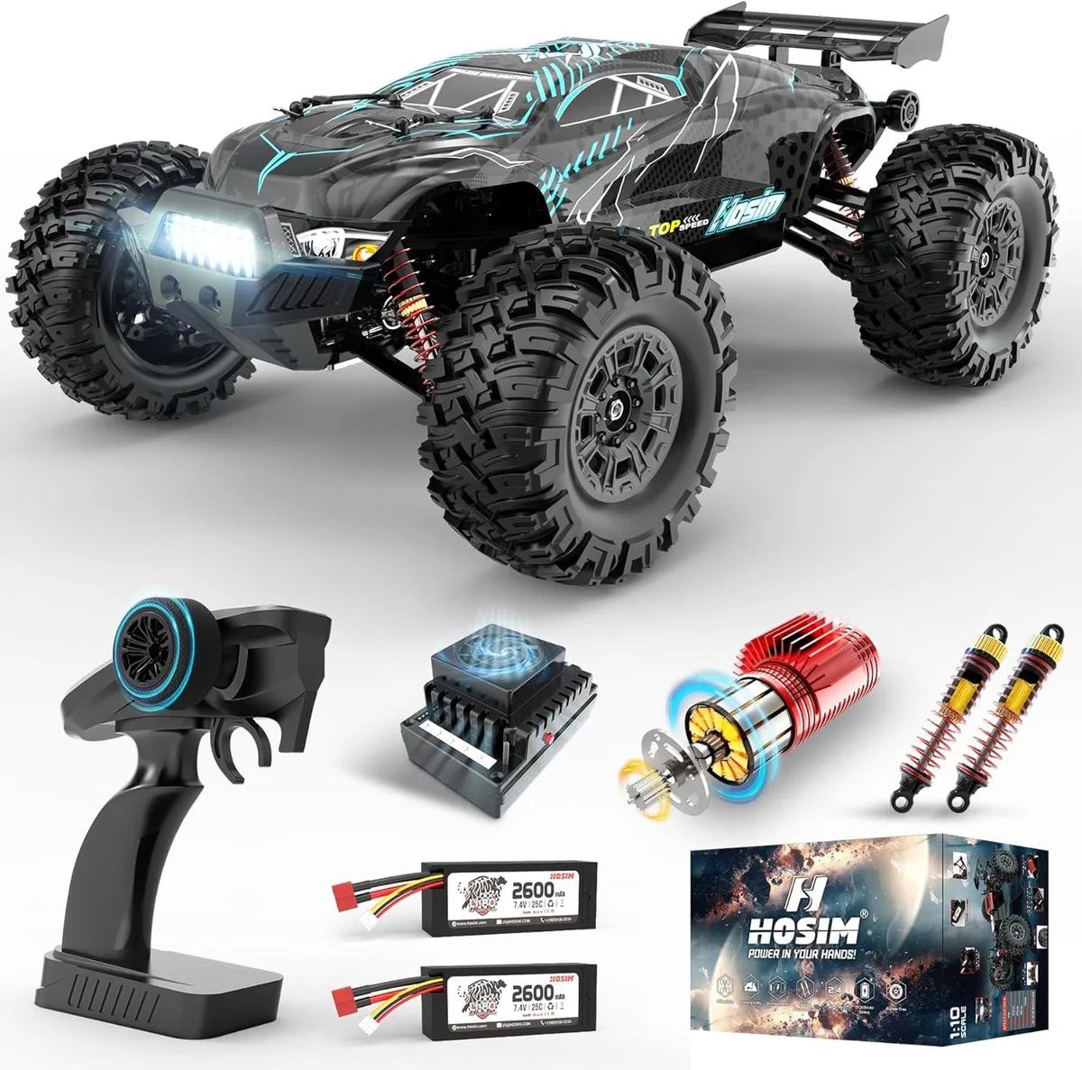usbroway usbroway 1:10 Brushless RC Car 68+KMH 4WD 2852 3100KV 45A ESC 7.4V-11.1V toy — product photo