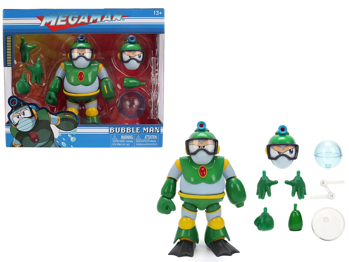 Jada Jada Bubble Man 5" Figure Deluxe Version with Accessories and Alternate Head and Hands Mega Man 1987 — product photo