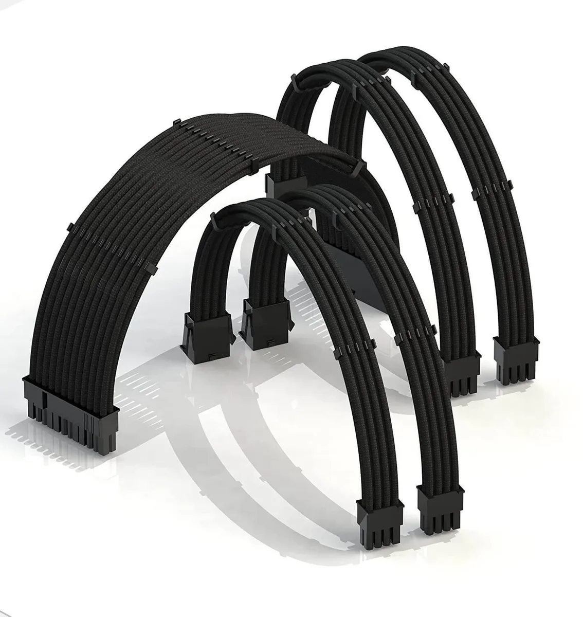 KOZYFOX KOZYFOX 18AWG Braided PSU Cable Extension Kit Black 30cm 24P 2x8P CPU 2x8P GPU — product photo