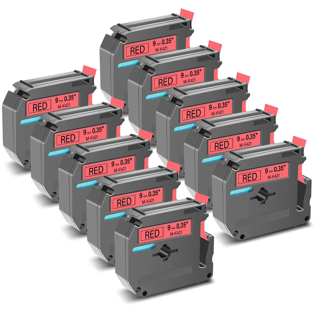 GREENCYCLE GREENCYCLE MK-421 label tape 9mm 8m black on red 20 pack — product photo