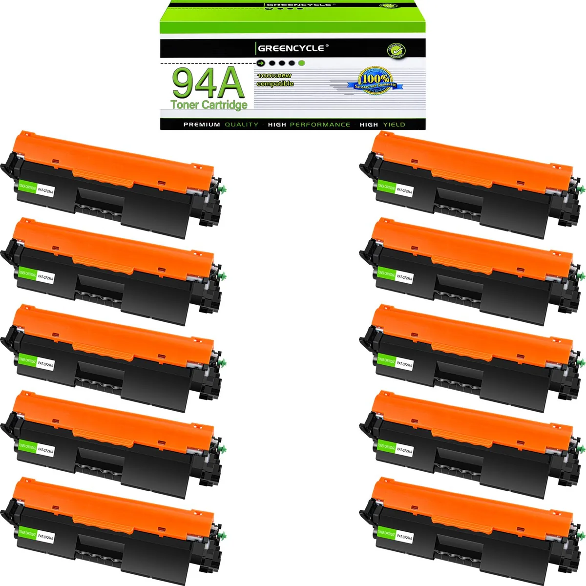 GREENCYCLE GREENCYCLE 94A CF294A Compatible Black Toner Cartridge 10 Pack 1200 Pages — product photo