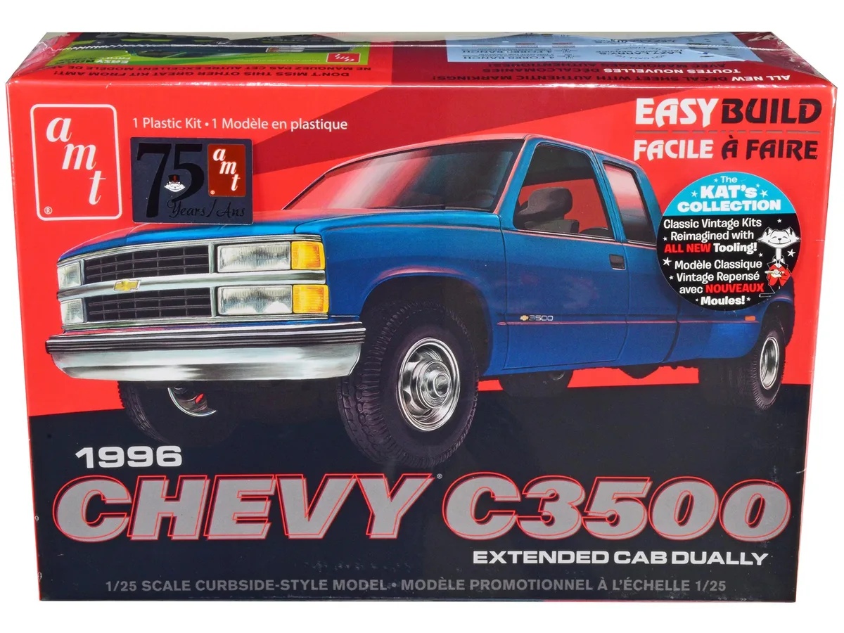 AMT AMT AMT1409M 1/25 Scale 1996 Chevrolet C3500 Extended Cab Dually Pickup Truck Hobby Collectible — product photo