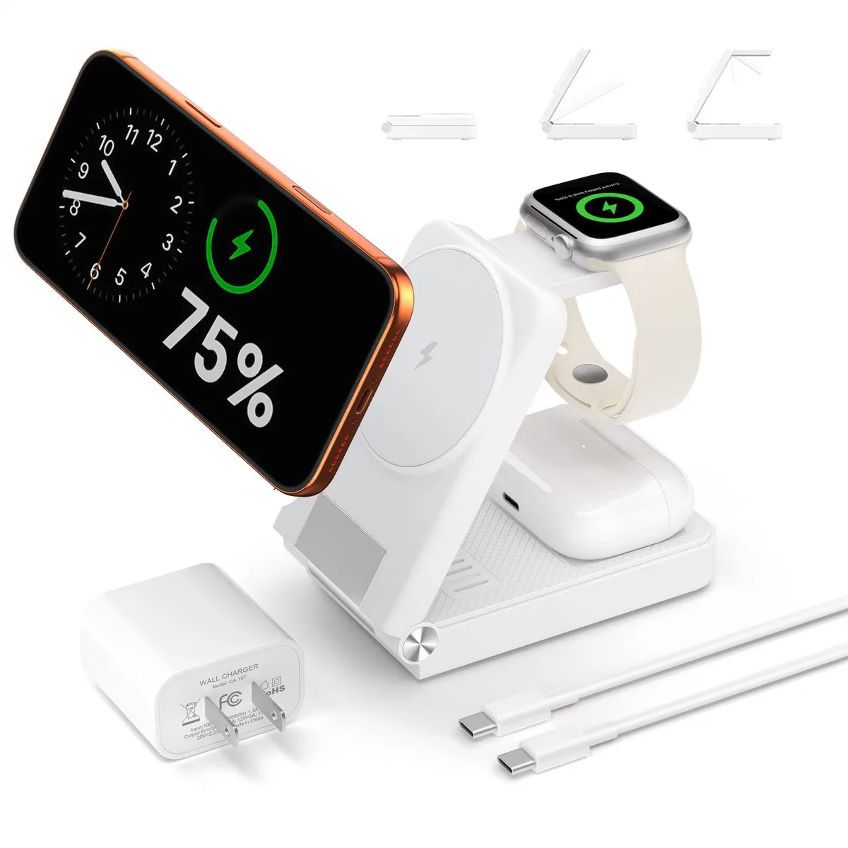  ILOUYU U600 3-in-1 25W foldable magnetic wireless charger stand — product photo