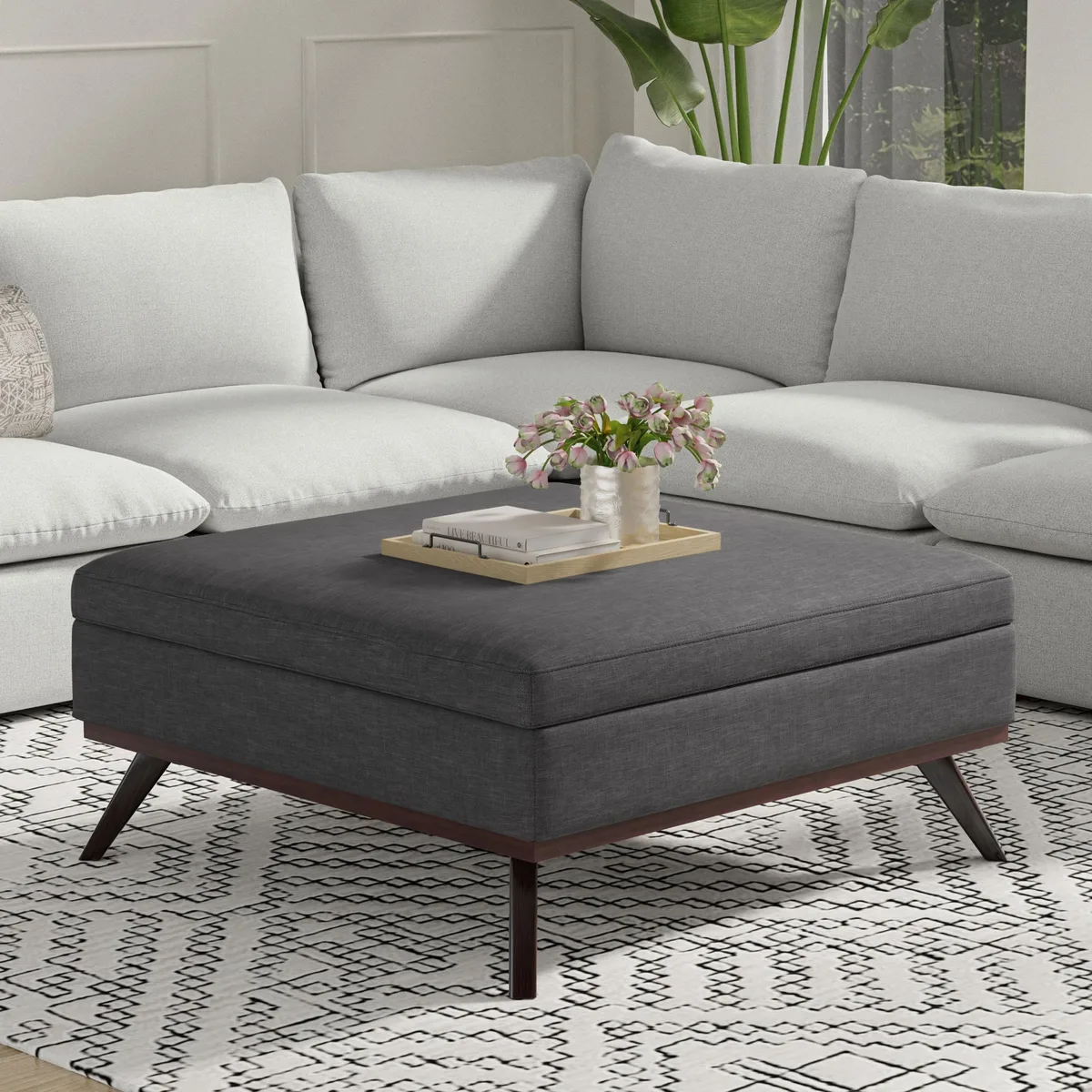 tuphen tuphen Owen XL Square Coffee Table Storage Ottoman Slate Grey — product photo