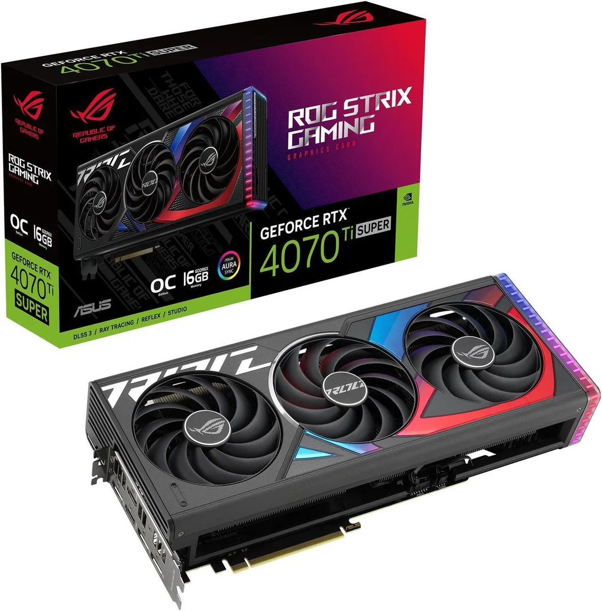 ASUS ASUS ROG Strix GeForce RTX 4070 Ti SUPER OC Edition graphics card — product photo