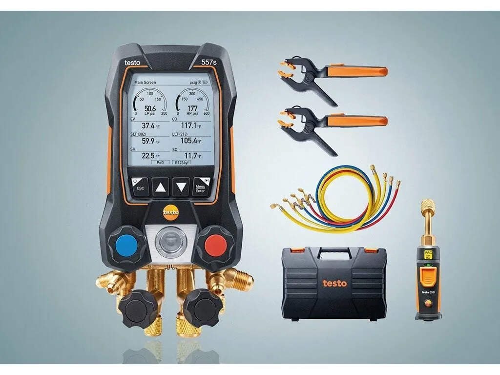Testo Testo 557s Smart Kit Digital Manifold 4-Way Valve 115i Temp Probes (x2) — product photo