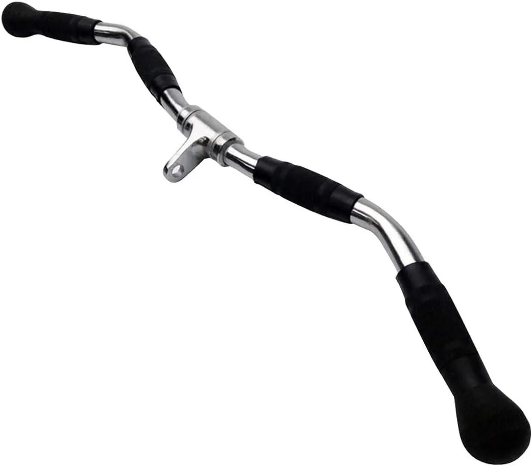Polished chrome lat bar, 30 inch, rubber grips, rotating centre, carabiner attached