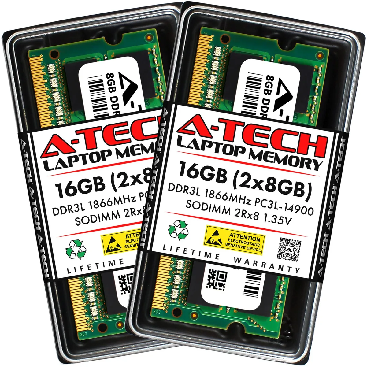 A-Tech A-Tech 16GB Kit (2x8GB) DDR3L 1866MHz CL13 1.35V 204-Pin SODIMM laptop RAM — product photo