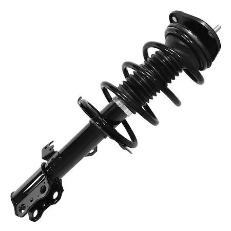 Unity 11802 front right complete strut assembly, silver metal coil spring and strut housing with top mount