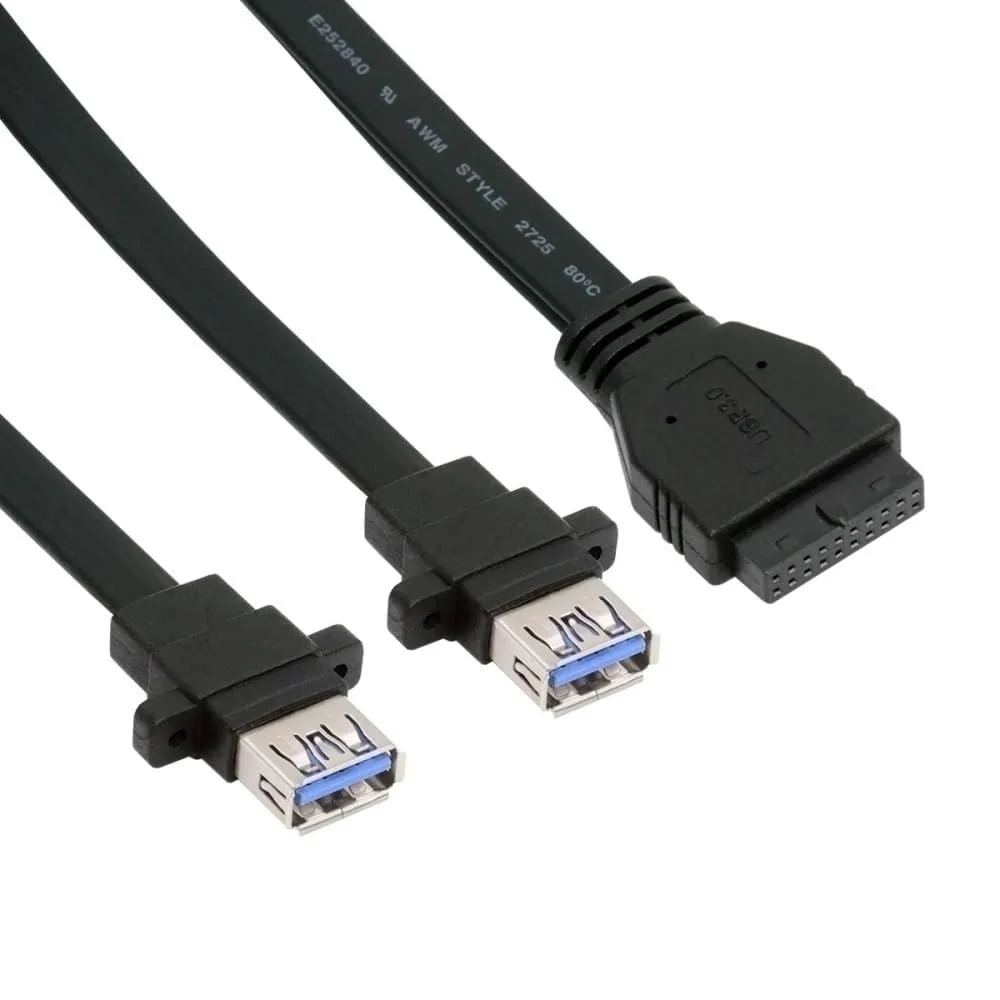 Fervit Fervit USB 3.0 20-pin header to dual Type-A panel cable 50cm — product photo