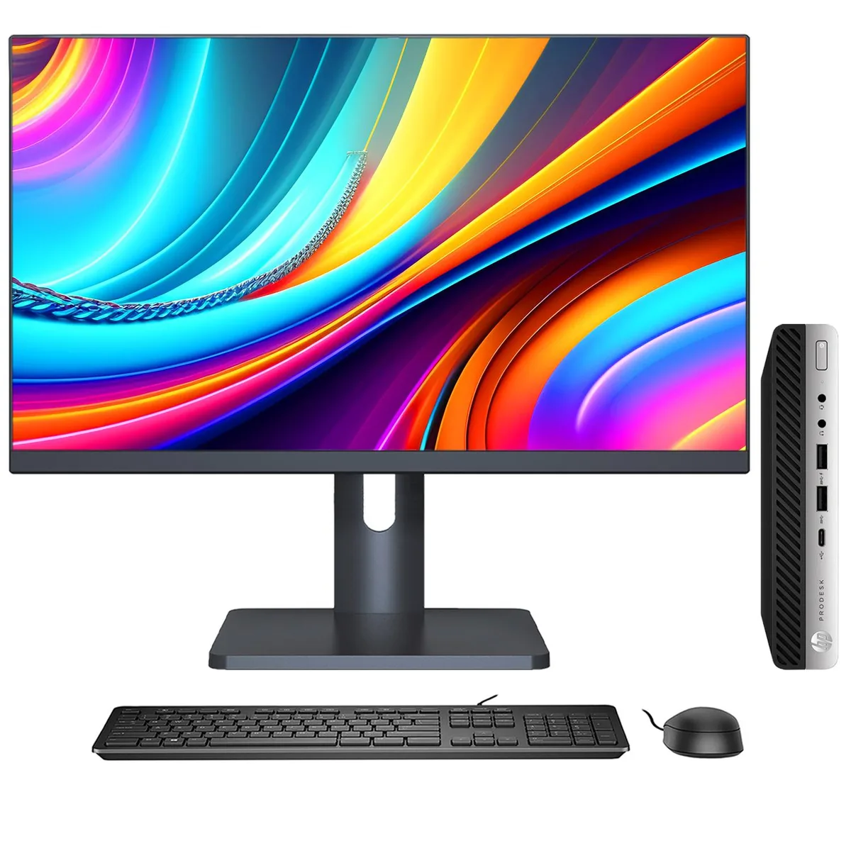HP HP ProDesk 600 G4 Tiny i5-8500T 16GB 512GB 27" Monitor — product photo