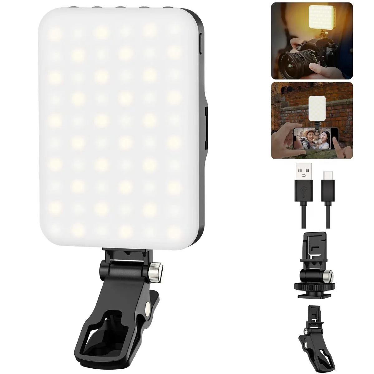  Neewer D60C LED Camera Light 60 LED 2200mAh 7 Modes 10 Brightness Clip-on — product photo