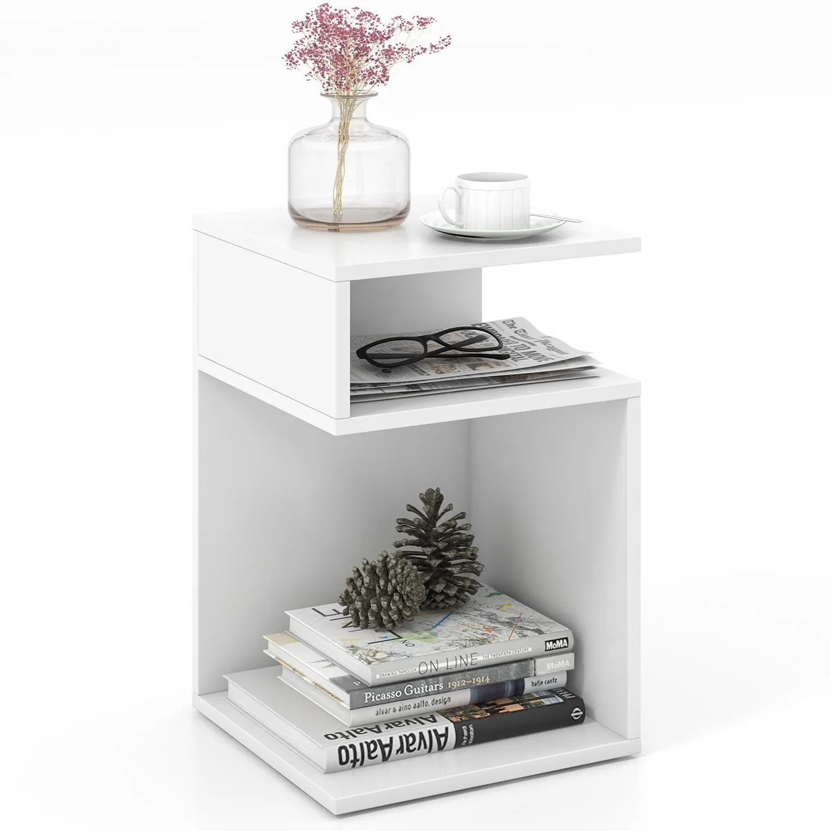 SlickBlue SlickBlue S-Shaped Side Table White 13" x 13" x 20 — product photo