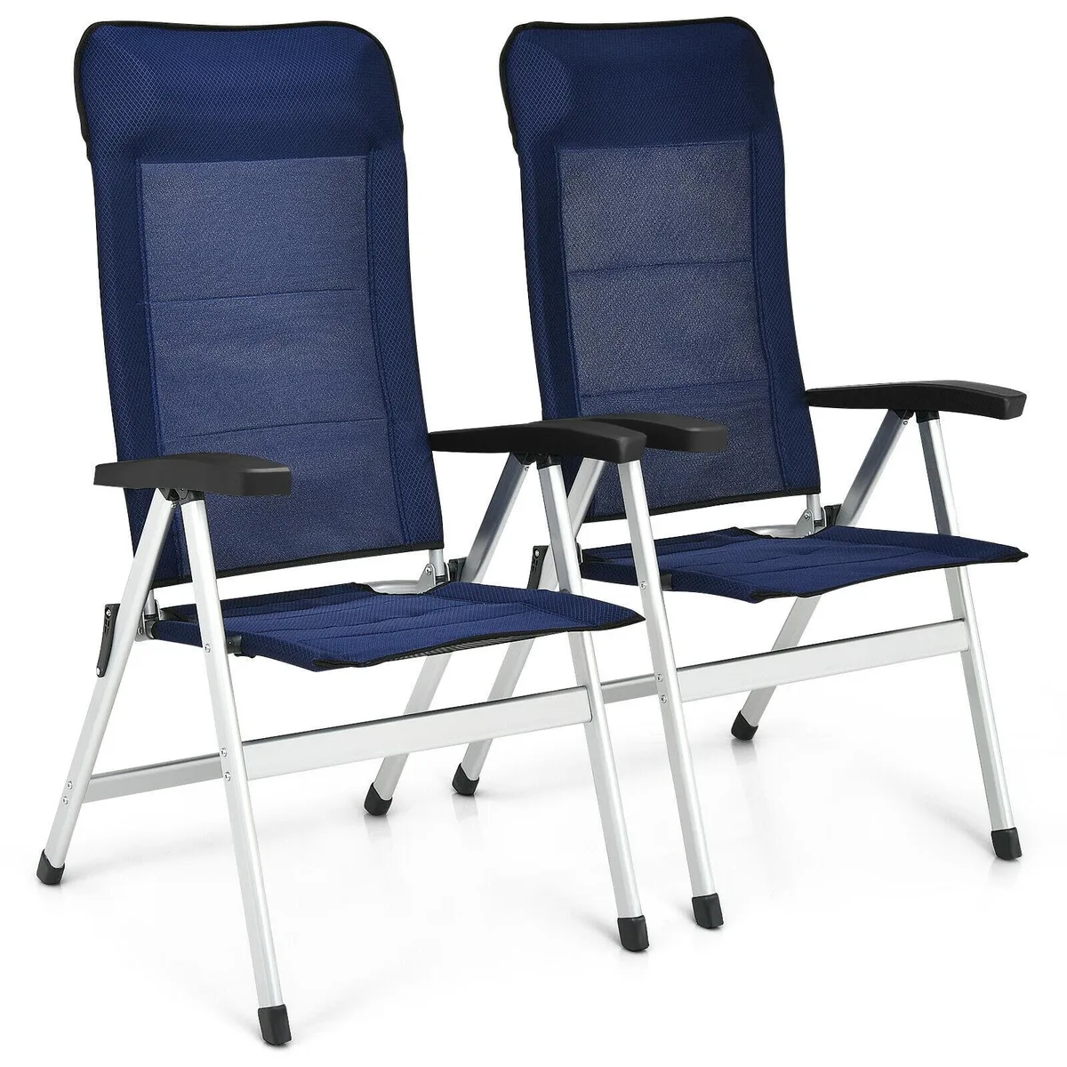 SlickBlue SlickBlue 2-Pack Navy Folding Recliner Chairs with Adjustable Headrest — product photo