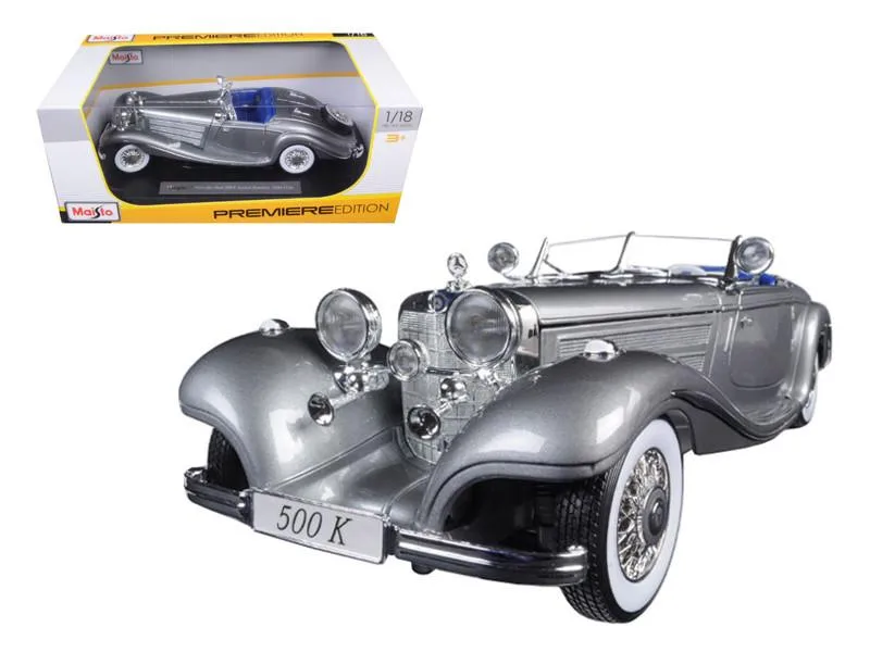 Maisto Maisto 1936 Mercedes 500K Special Roadster Grey 1/18 Diecast Model Car — product photo