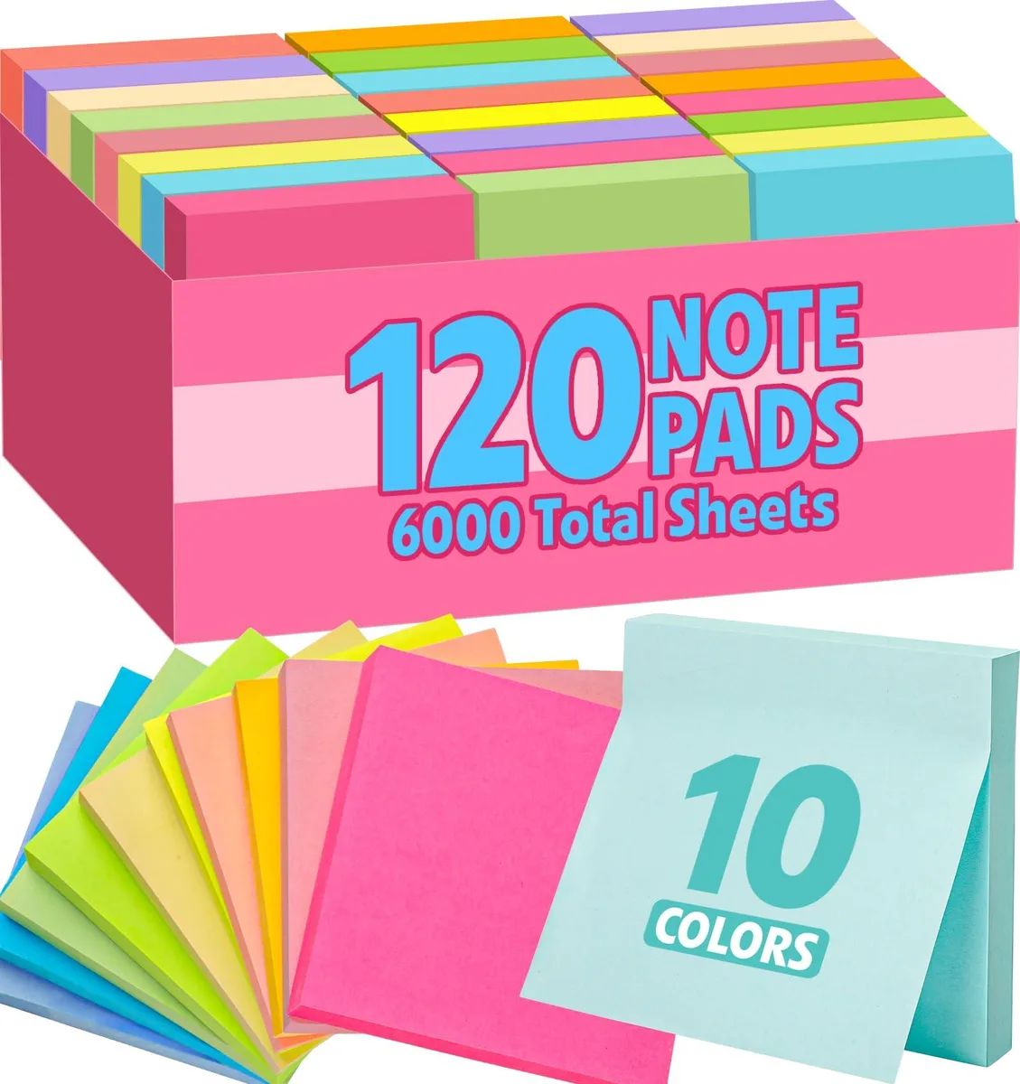  YesBes 120 Sticky Notes 3x3 120 pads 50 sheet 6000 total — product photo