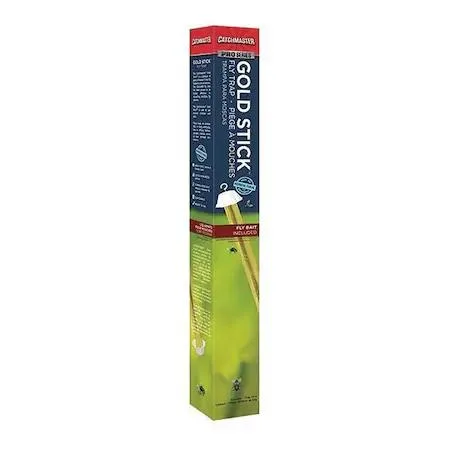 Transparent 24 inch bait stick fly trap on cardboard