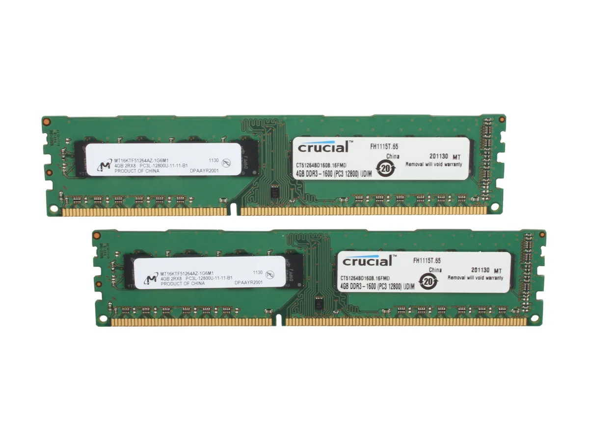 Crucial Crucial CT2KIT51264BD160B 8GB (2 x 4GB) DDR3L 1600 desktop RAM — product photo