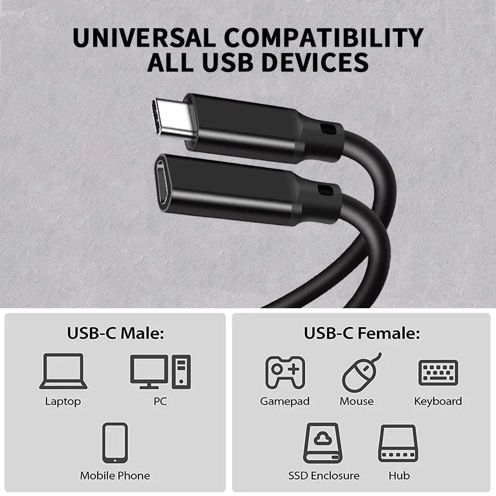 WRIARICH WRIARICH USB C Extension Cable 2-Pack 1.6FT Male to Female 10Gbps 100W 4K — product photo