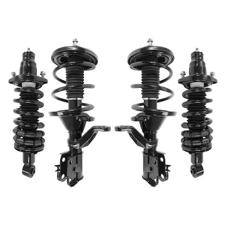 Four silver strut assemblies with black springs and mounts