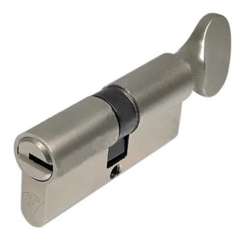 Mul-T-Lock Mul-T-Lock E33C33T-26 Euro Profile Single Cylinder Satin Nickel US26 Turn Knob 006 Keyway — product photo