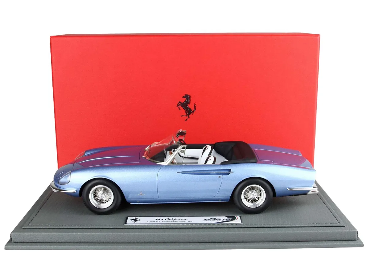 BBR BBR 1966 Ferrari 365 California Convertible S/N 08347 "Geneve Motor Show" Light Blue Metallic 1/18 — product photo