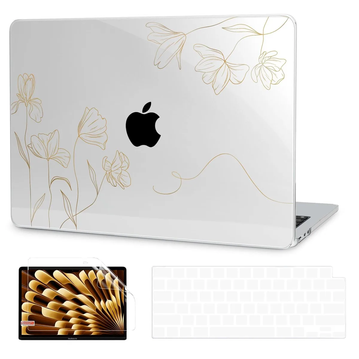 Batianda Batianda 2 in 1 Accessory MacBook Air 13.6 inch Gold Floral — product photo