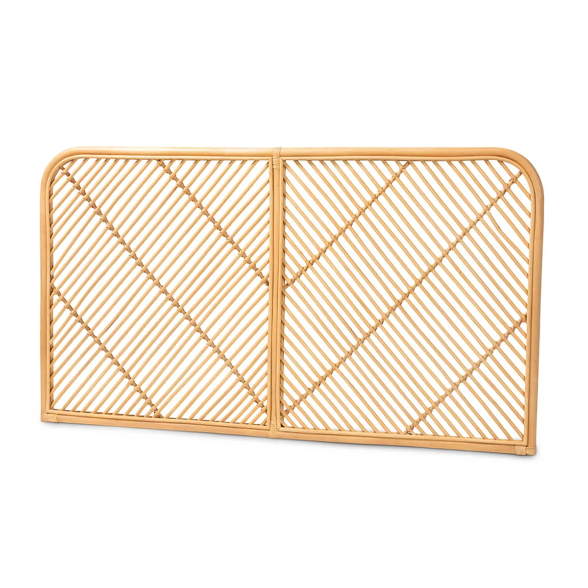 Baxton Studio Baxton Studio Sakina Natural Brown Rattan Queen Size Wall-mount Headboard 35.40" x 63.80" x 2.00 — product photo