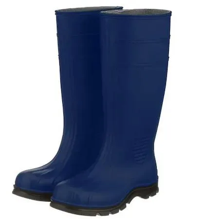 Blue rubber knee-high boots size 13 15 inches tall