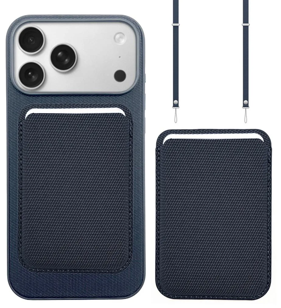 Nakedcellphone Nakedcellphone Woven Case Wallet Crossbody Strap iPhone 17 Pro Navy — product photo