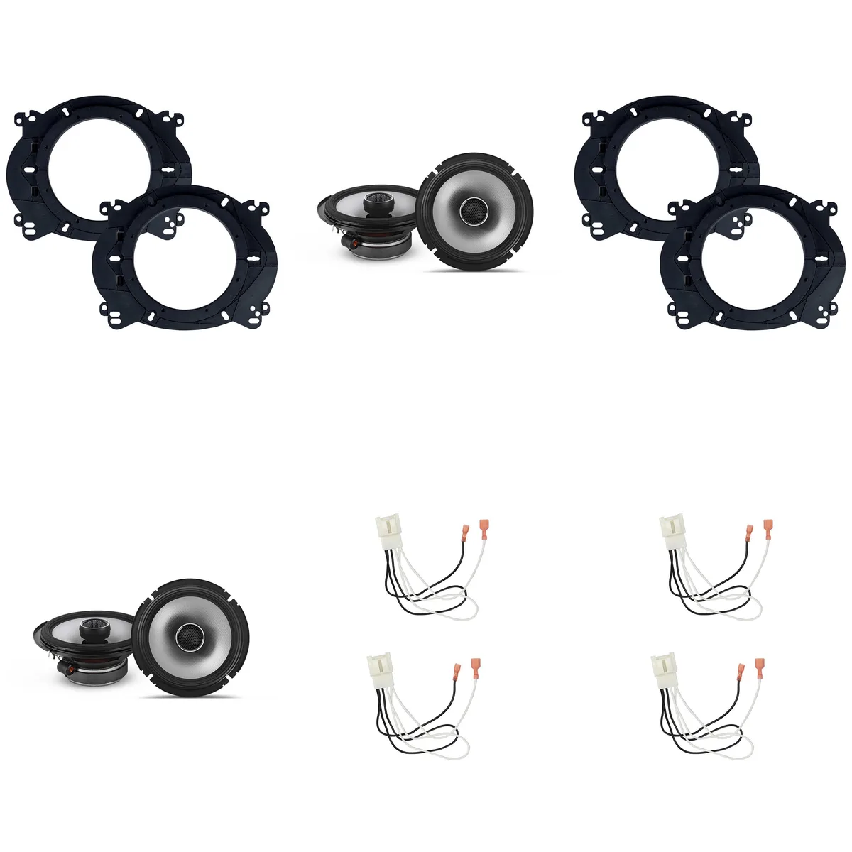 Alpine Alpine S2-S65 6.5" speaker upgrade kit with adapters and harness — product photo