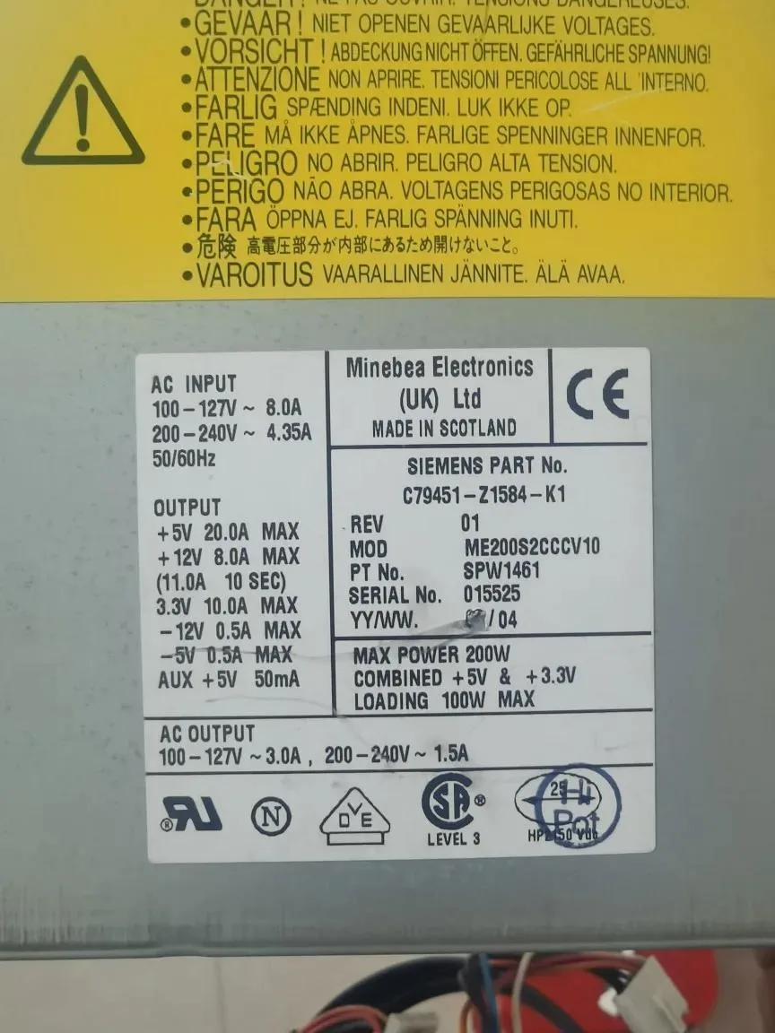 KHACHIMO KHACHIMO ME200S2CCCV10 Power Supply SPW1461 — product photo