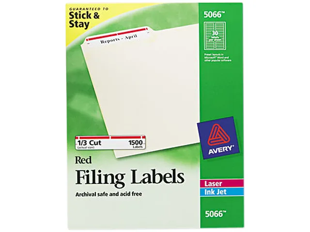 Avery Avery 5066 File Folder Labels White Red Border 1500/Box — product photo